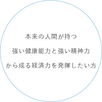 本来の人間が持つ強い健康能力と強い精神力から成る経済力を発揮したい方